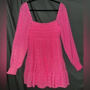 Charmed Hearts Pink Smocked Ruffle Mini Dress M Milkmaid Baby Shower Homecoming